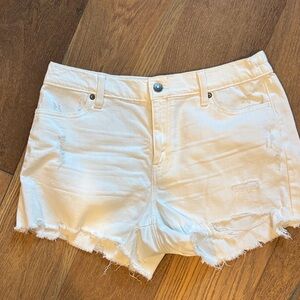 Aerie White Distressed Jean Shorts